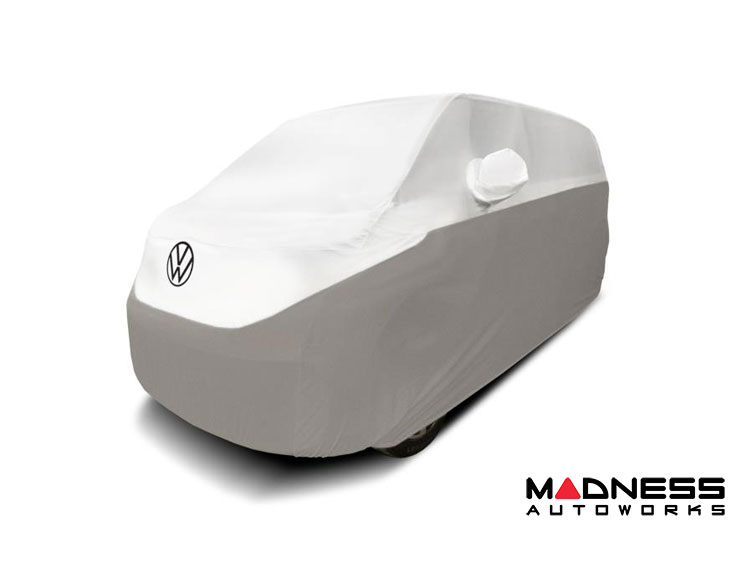 Volkswagen ID. Buzz Custom Fit Vehicle Cover - Stormproof - White And Gray + Rear Passenger Charger Port Flap